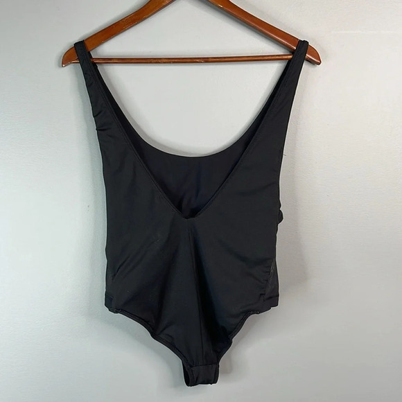 GARAGE Mesh Side Panel One Piece Bathing Suit Black Low Back *As Is* M - Picture 6 of 8